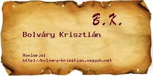 Bolváry Krisztián névjegykártya